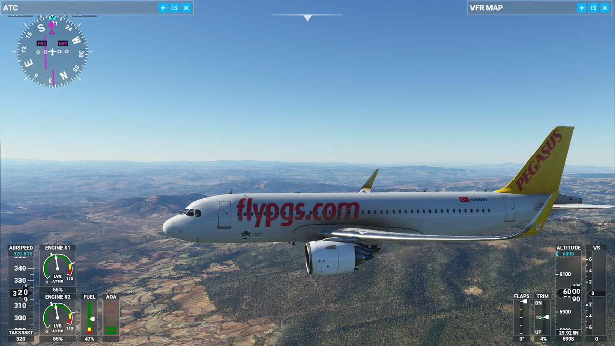 flight simulator 2020 pegasus airbus a320 uçak yandan görünüş