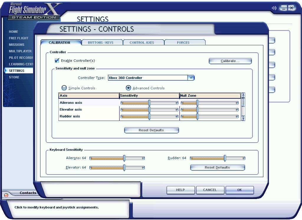 microsoft flight simulator (fsx) controls