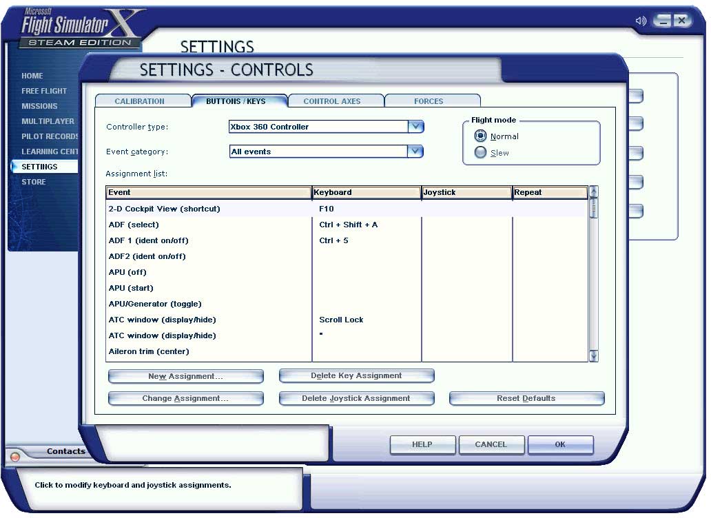 microsoft flight simulator (fsx) controls