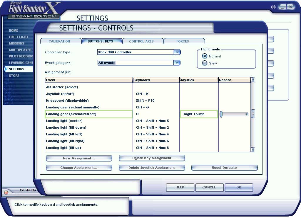 microsoft flight simulator (fsx) landing gear (wheels) key