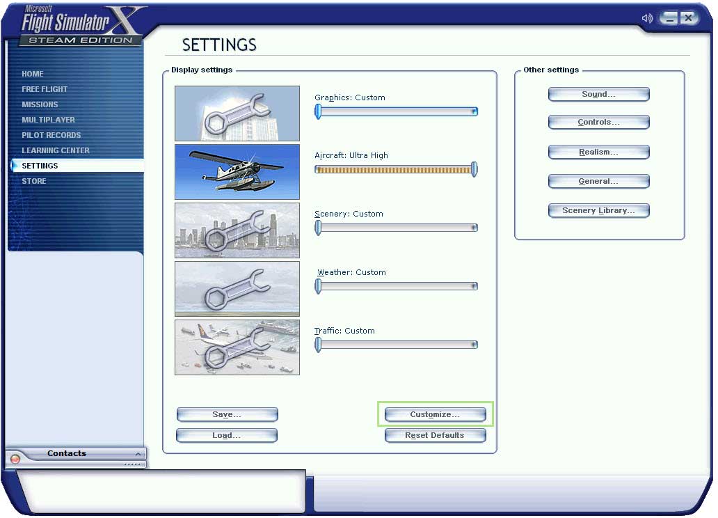 microsoft flight simulator (fsx) customize graphic settings