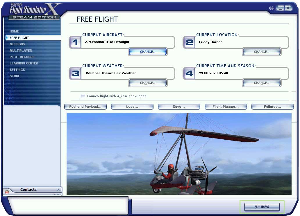 microsoft flight simulator (fsx) free flight screen