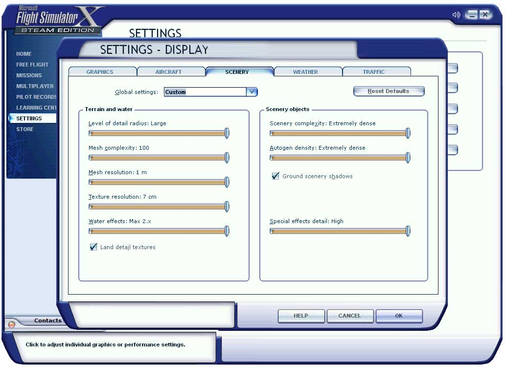 microsoft flight simulator (fsx) scenery graphic settings