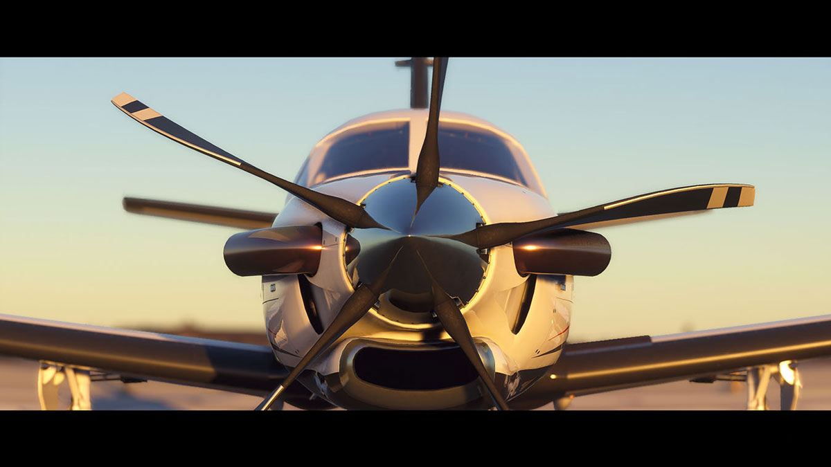 microsoft flight simulator 2020 front side of cessna at sunset