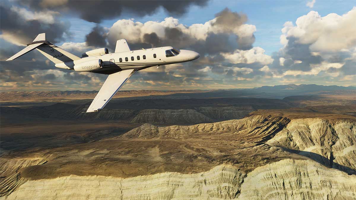microsoft flight simulator 2020 bombardier learjet canyon view