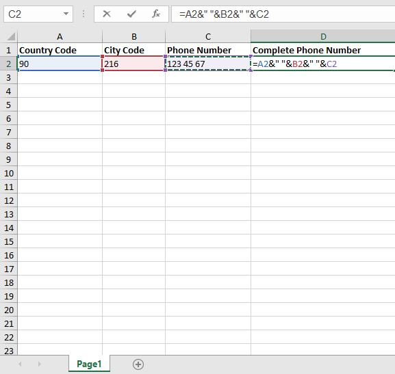 formula for the combine data in different cells in a single cell in microsoft excel