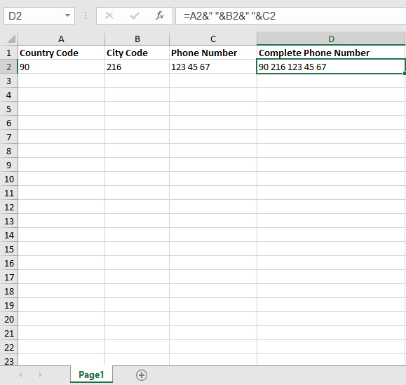 formula for the combine data in different cells in a single cell in microsoft excel