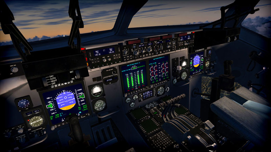 flight simulator x (fsx) boeing c-17 globemaster cockpit view