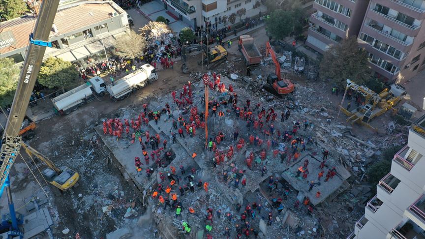 izmir earthquake debris of rıza bey apartment drone camera